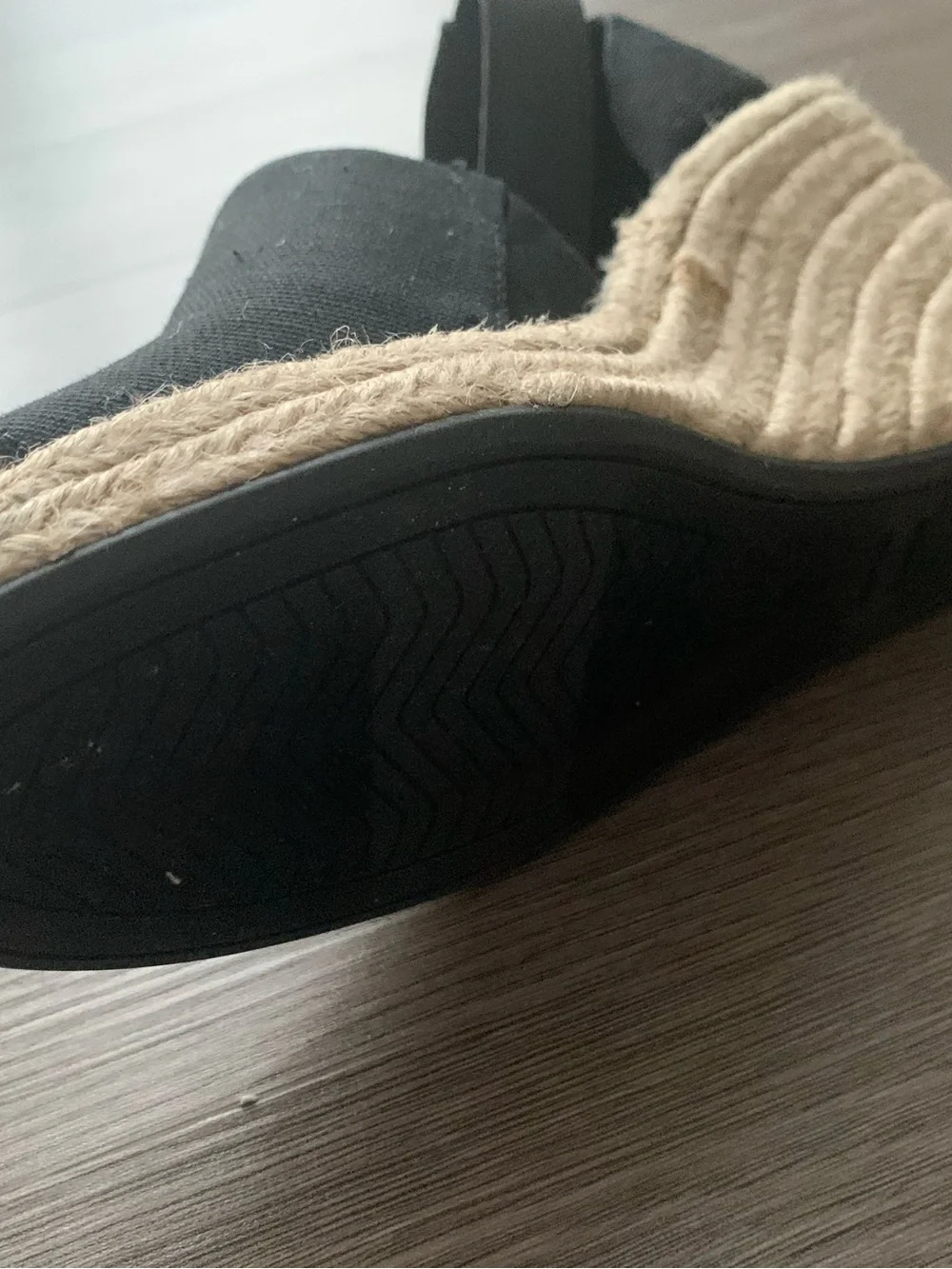 TOMS Black Canvas Espadrille Wedge Sandals with Ankle Strap